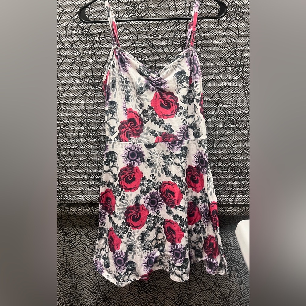 Floral Print Women's Dress with skulls